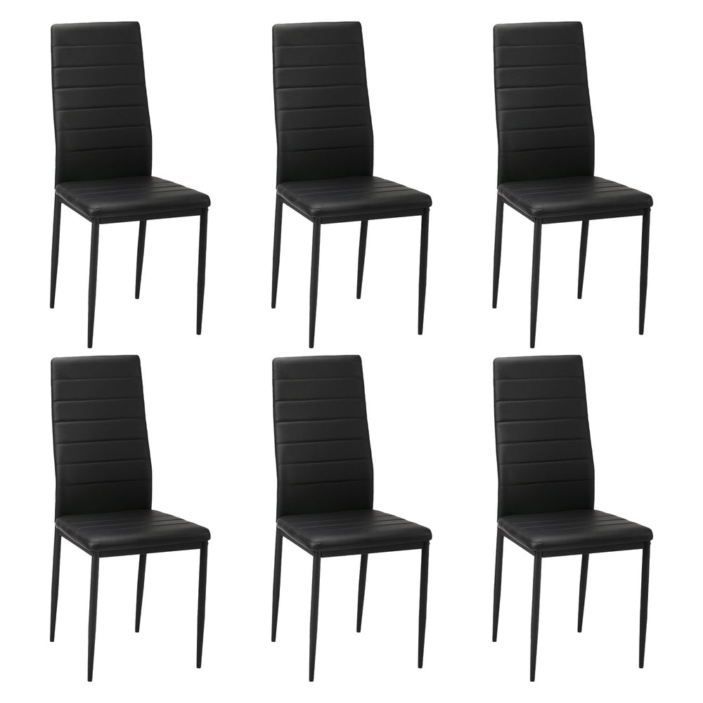 Oikiture 6PCS Dining Chairs High-Back Faux Leather Black-Dining Chair-PEROZ Accessories