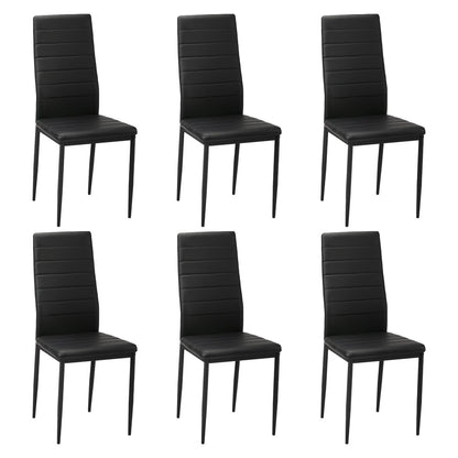 Oikiture 6PCS Dining Chairs High-Back Faux Leather Black-Dining Chair-PEROZ Accessories