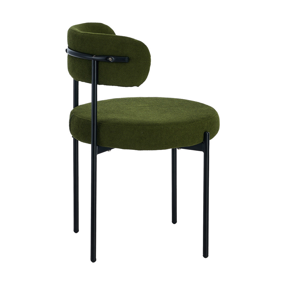 Oikiture 6x Dining Chair Round Boucle Seats Backrest Green-Dining Chair-PEROZ Accessories