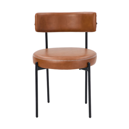 Oikiture 6x Dining Chair Round Leather Black-Dining Chair-PEROZ Accessories