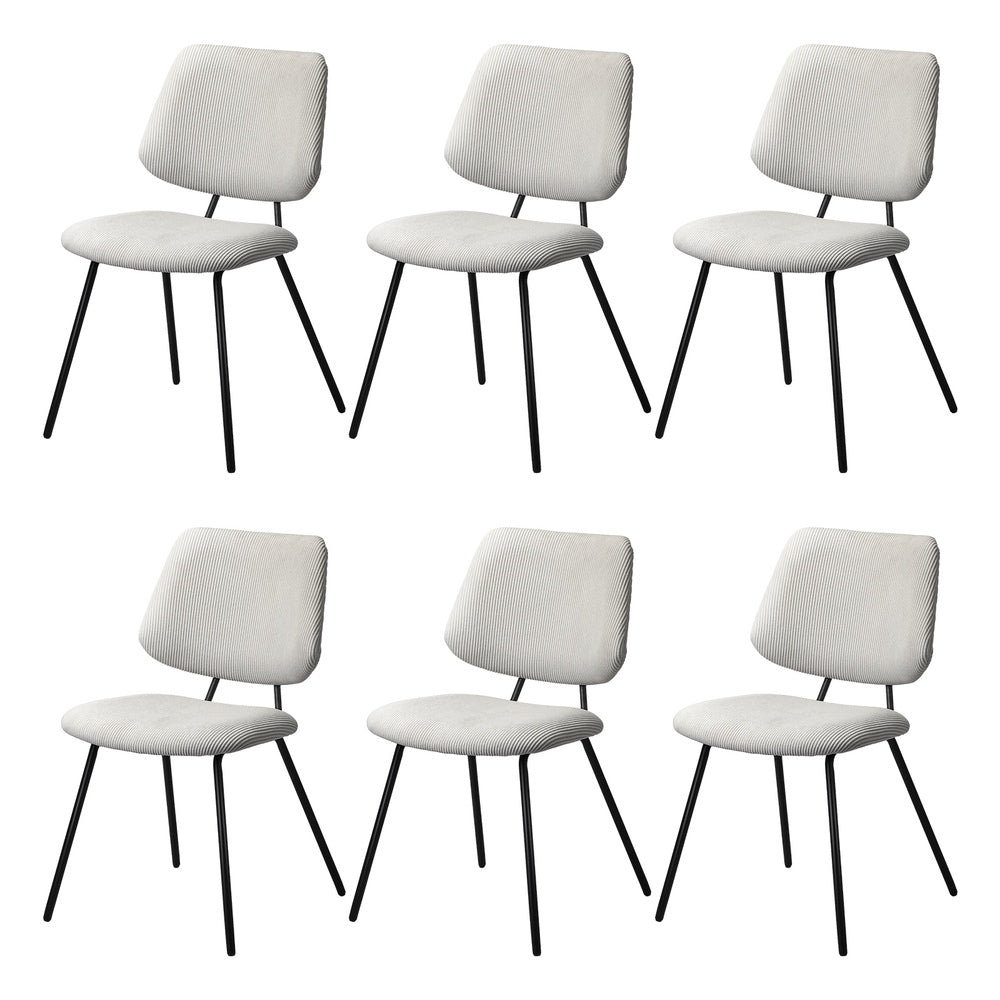 Oikiture 6x Dining Chair Vintage Retro Polyester Padded White-Dining Chair-PEROZ Accessories