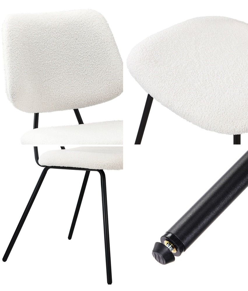 Oikiture 6x Dining Chair Vintage Retro Sherpa Padded White-Dining Chair-PEROZ Accessories