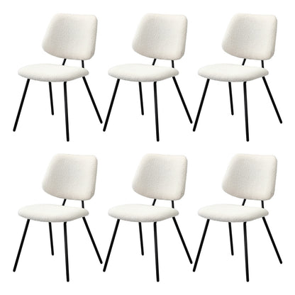 Oikiture 6x Dining Chair Vintage Retro Sherpa Padded White-Dining Chair-PEROZ Accessories