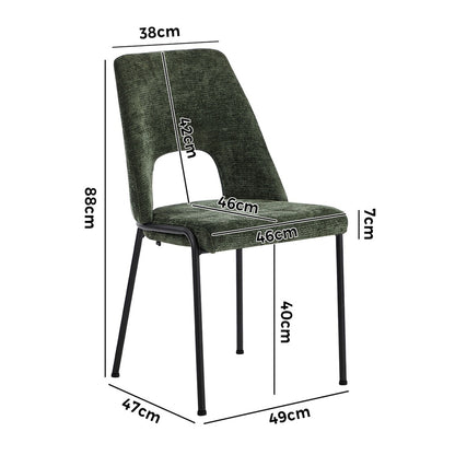 Oikiture 6x Dining Chairs Chenille Fabric Kitchen Side Chair Green-Dining Chair-PEROZ Accessories
