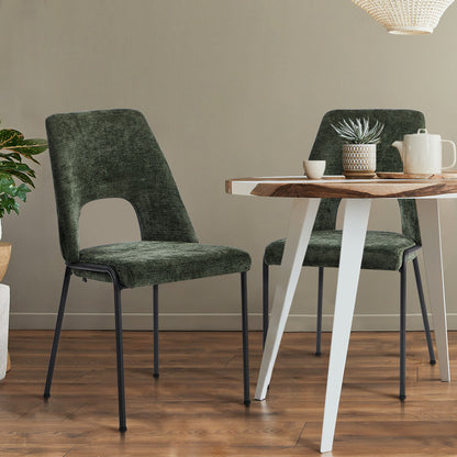 Oikiture 6x Dining Chairs Chenille Fabric Kitchen Side Chair Green-Dining Chair-PEROZ Accessories