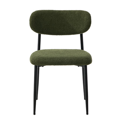 Oikiture 6x Dining Chairs Kitchen Chair Cafe Chair Boucle Black&amp;Green-Dining Chair-PEROZ Accessories