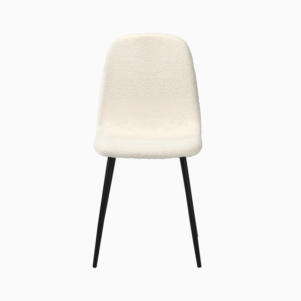 Oikiture 6x Dining Chairs Sherpa White and Black-Dining Chair-PEROZ Accessories