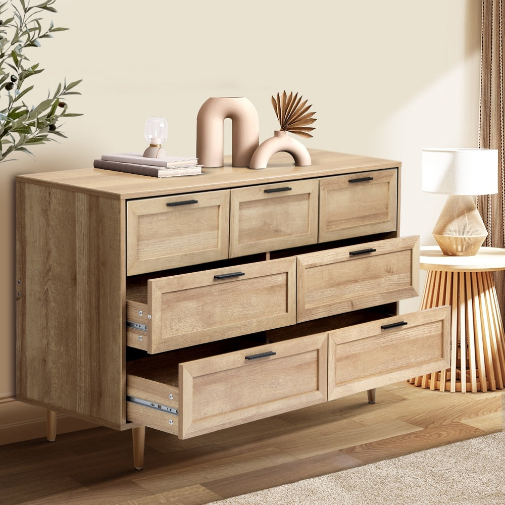 Oikiture 7 Chest of Drawers and 2 Bedside Tables Bedroom Set Natural-Bedroom Set-PEROZ Accessories