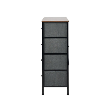 Oikiture 8 Chest of Drawers Fabric Grey Wooden Tabletop-Chest of Drawers-PEROZ Accessories