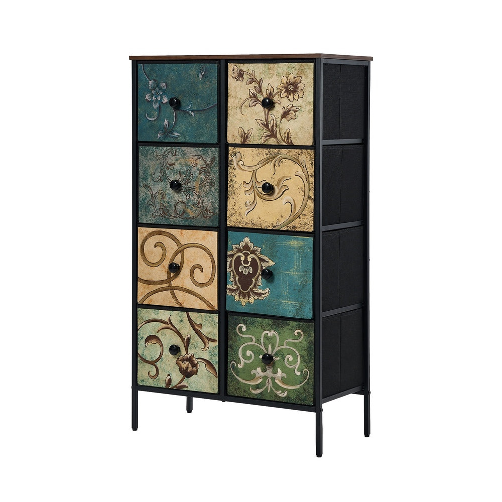 Oikiture 8 Chest of Drawers Fabric Tallboy Retro Vintage-Chest of Drawers-PEROZ Accessories