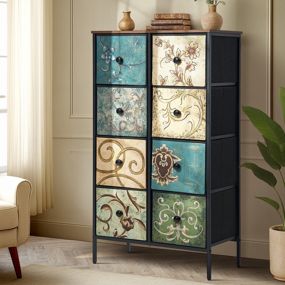 Oikiture 8 Chest of Drawers Fabric Tallboy Retro Vintage-Chest of Drawers-PEROZ Accessories