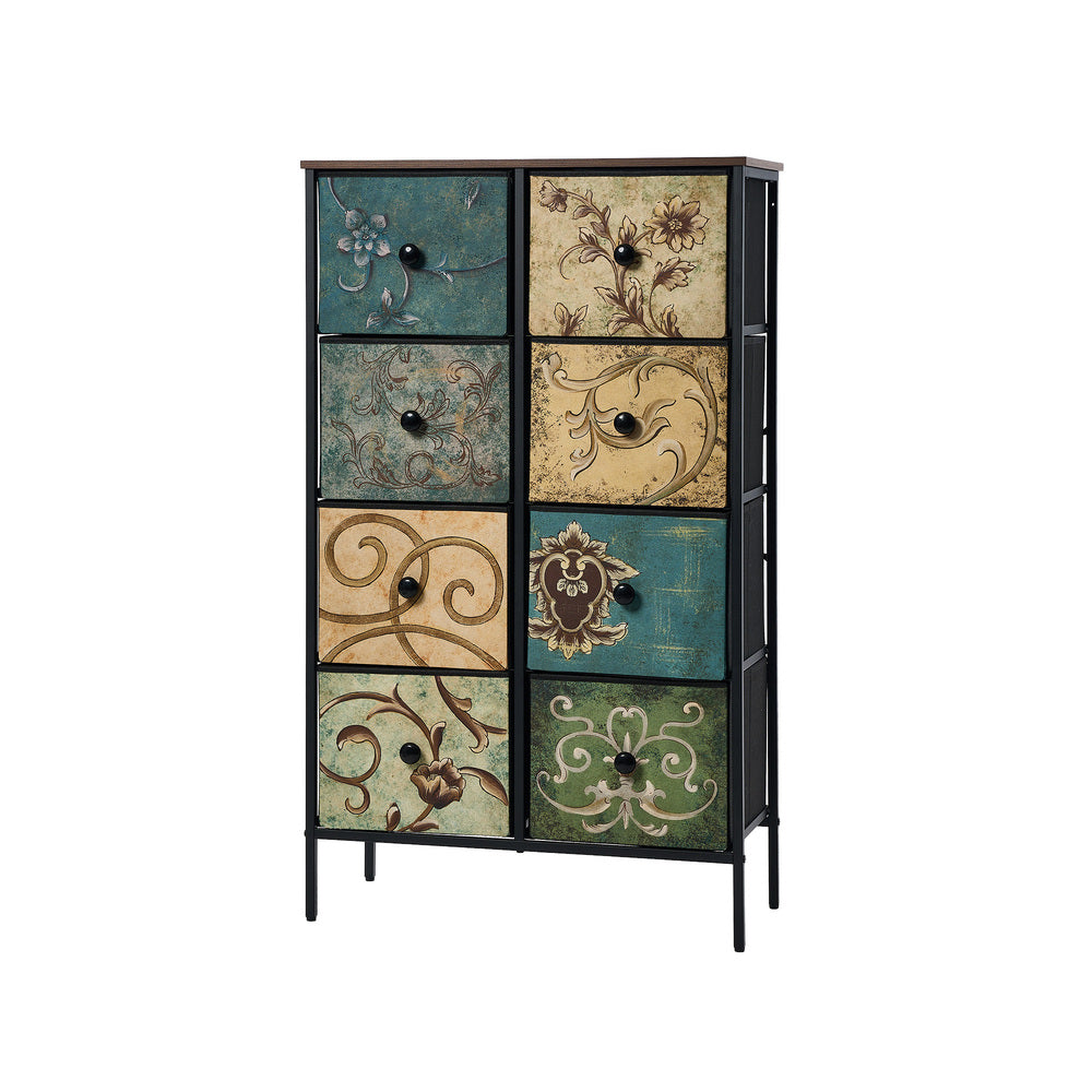 Oikiture 8 Chest of Drawers Fabric Tallboy Retro Vintage-Chest of Drawers-PEROZ Accessories