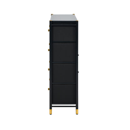 Oikiture 8 Chest of Drawers PU Fabric Black-Chest of Drawers-PEROZ Accessories