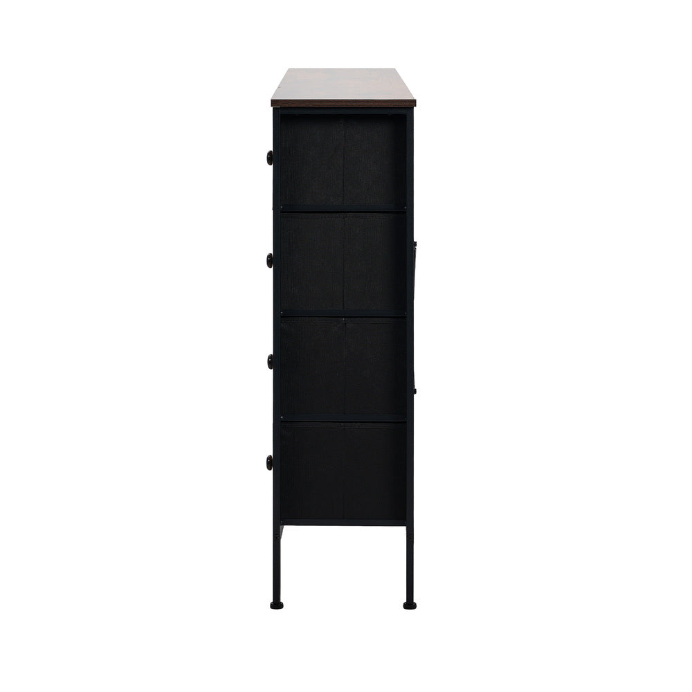 Oikiture 8 Chest of Drawers Rattan Fabric Dresser Tallboy-Chest of Drawers-PEROZ Accessories