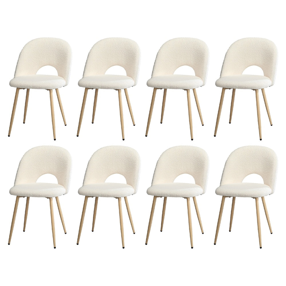 Oikiture 8PCS Dining Chairs Armchair Sherpa Wooden White-Dining Chair-PEROZ Accessories