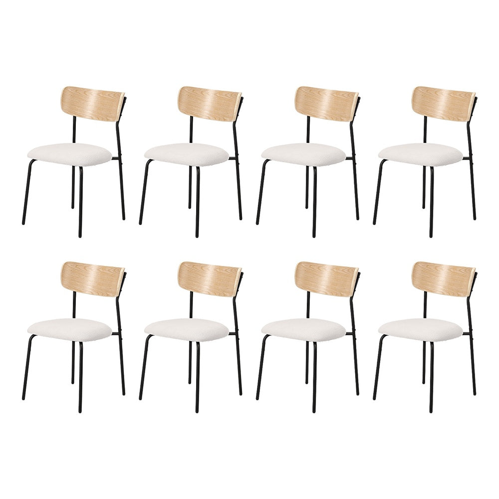 Oikiture 8PCS Dining Chairs Padded Kitchen Chair Corduroy Beige-Dining Chair-PEROZ Accessories