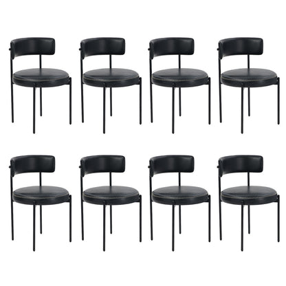 Oikiture 8x Dining Chair Round Leather Brown-Dining Chair-PEROZ Accessories