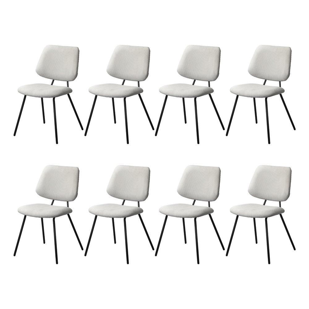 Oikiture 8x Dining Chair Vintage Retro Polyester Padded White-Dining Chair-PEROZ Accessories