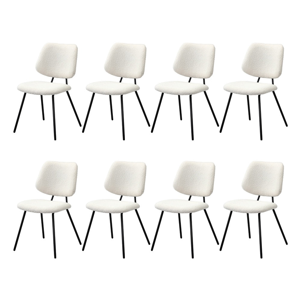 Oikiture 8x Dining Chair Vintage Retro Sherpa Padded White-Dining Chair-PEROZ Accessories