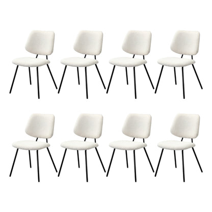 Oikiture 8x Dining Chair Vintage Retro Sherpa Padded White-Dining Chair-PEROZ Accessories
