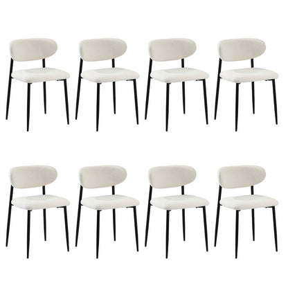 Oikiture 8x Dining Chairs Boucle Fabric Black &amp; White-Dining Chair-PEROZ Accessories