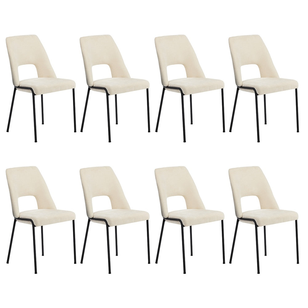 Oikiture 8x Dining Chairs Chenille Fabric Kitchen Side Chair Beige-Dining Chair-PEROZ Accessories