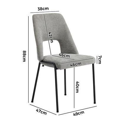 Oikiture 8x Dining Chairs Chenille Fabric Kitchen Side Chair Grey-Dining Chair-PEROZ Accessories
