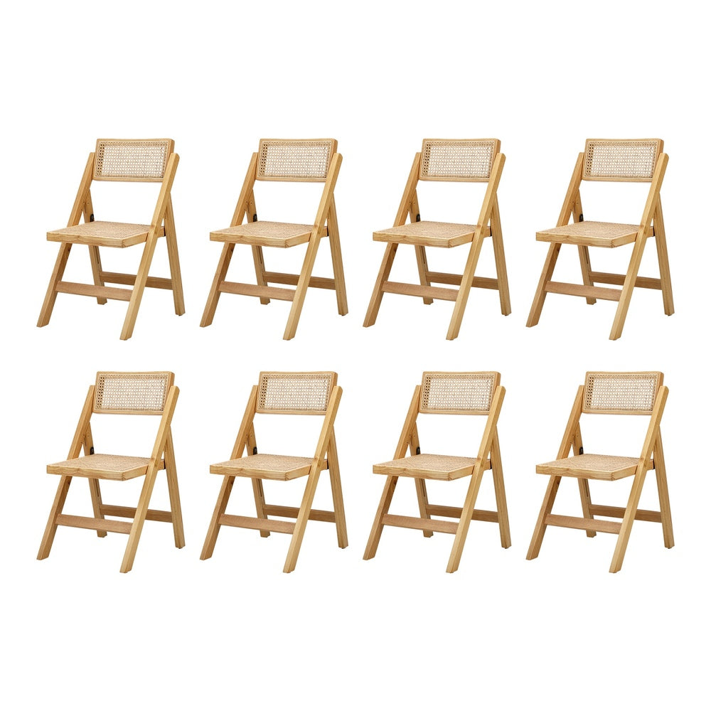 Oikiture 8x Dining Chairs Folding Rattan Chair Wooden-Dining Chair-PEROZ Accessories