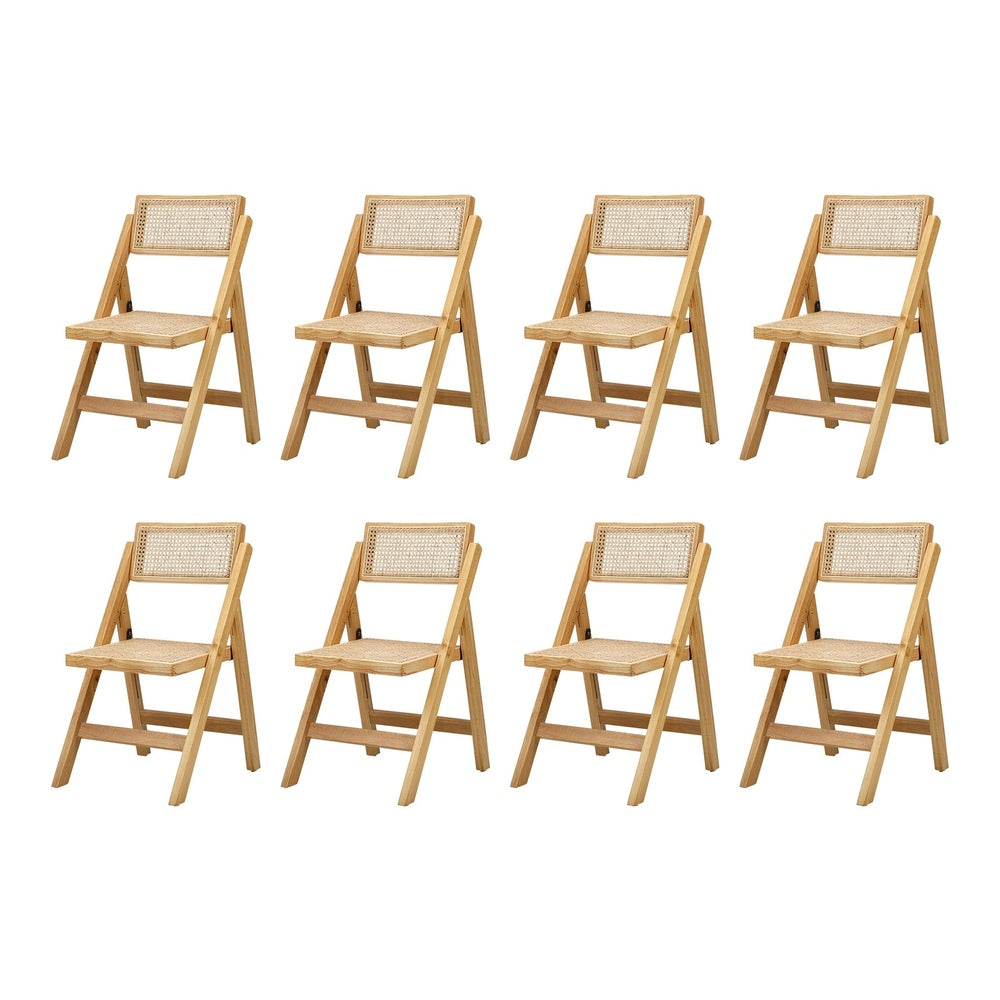 Oikiture 8x Dining Chairs Folding Rattan Chair Wooden-Dining Chair-PEROZ Accessories