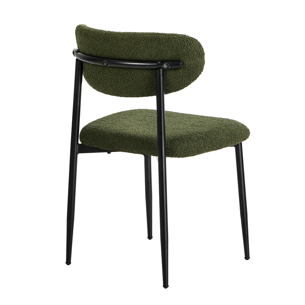 Oikiture 8x Dining Chairs Kitchen Chair Cafe Chair Boucle Black&amp;Green-Dining Chair-PEROZ Accessories