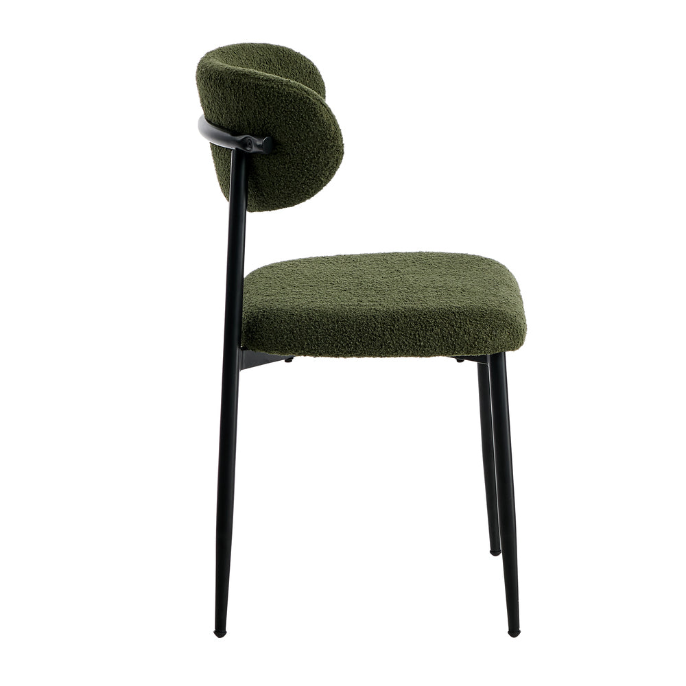 Oikiture 8x Dining Chairs Kitchen Chair Cafe Chair Boucle Black&amp;Green-Dining Chair-PEROZ Accessories