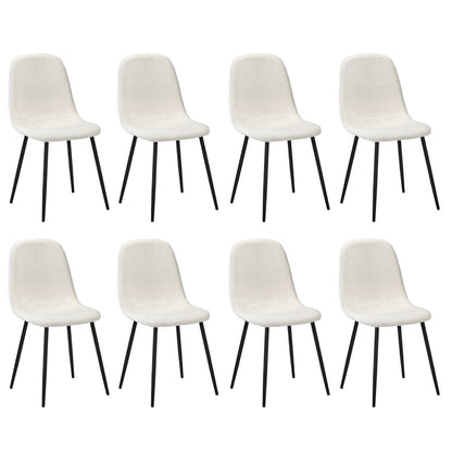 Oikiture 8x Dining Chairs Sherpa White and Black-Dining Chair-PEROZ Accessories
