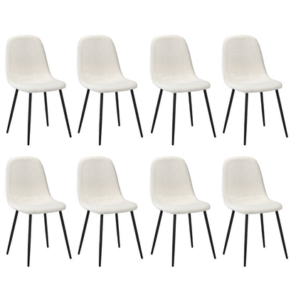 Oikiture 8x Dining Chairs Sherpa White and Black-Dining Chair-PEROZ Accessories