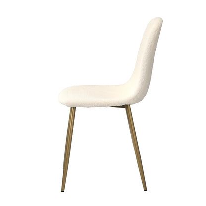 Oikiture 8x Dining Chairs Sherpa White and Golden-Dining Chair-PEROZ Accessories