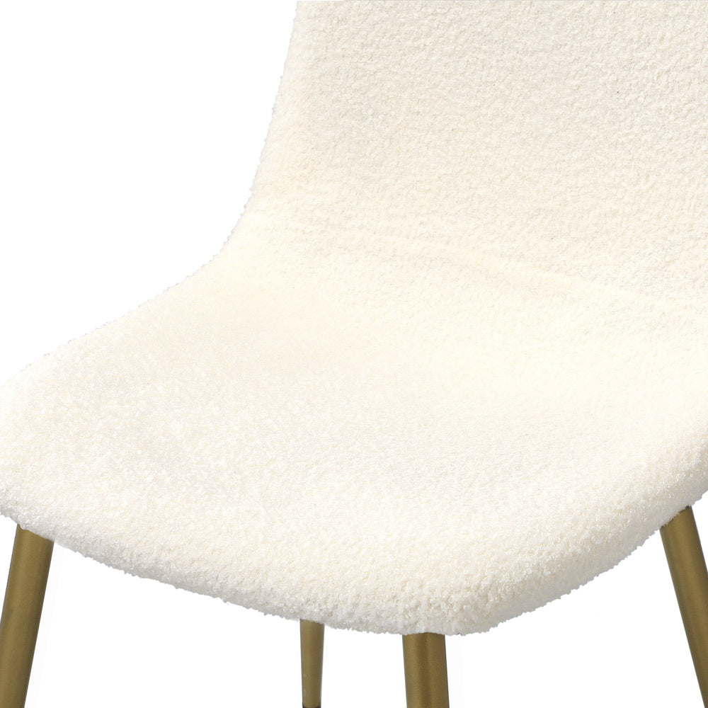 Oikiture 8x Dining Chairs Sherpa White and Golden-Dining Chair-PEROZ Accessories