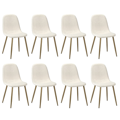 Oikiture 8x Dining Chairs Sherpa White and Golden-Dining Chair-PEROZ Accessories