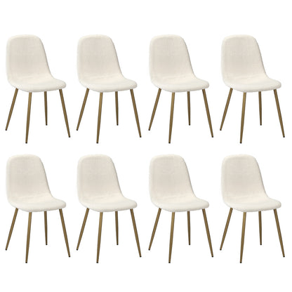 Oikiture 8x Dining Chairs Sherpa White and Golden-Dining Chair-PEROZ Accessories