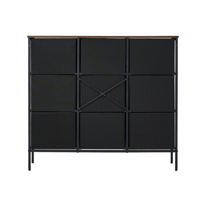 Oikiture 9 Chest of Drawers Fabric Lowboy Retro Vintage-Chest of Drawers-PEROZ Accessories