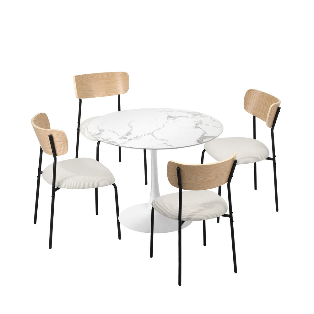 Oikiture 90cm Dining Table and Chairs 4-Seater Kitchen Furniture Set-Dining Set-PEROZ Accessories