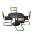 Oikiture 90cm Round Dining Table with 4PCS Dining Chairs PU Leather Black-Dining Sets-PEROZ Accessories