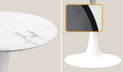 Oikiture 90cm Round Dining Table with 4PCS Dining Chairs Velvet White&amp;Green-Dining Sets-PEROZ Accessories