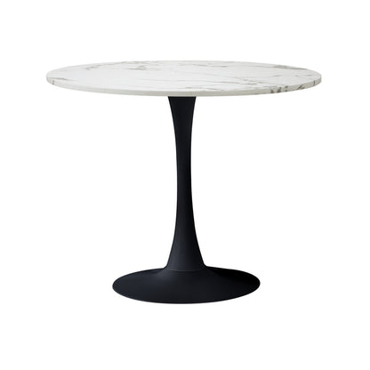 Oikiture 90cm Round Dining Table with 4x Dining Chairs Boucle White-Dining Set-PEROZ Accessories