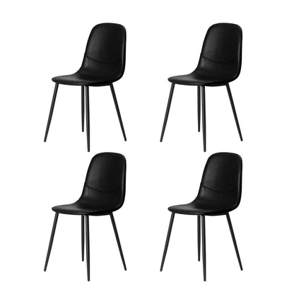 Oikiture 90cm Round Dining Table with 4x Dining Chairs PU Leather Black-Dining Set-PEROZ Accessories