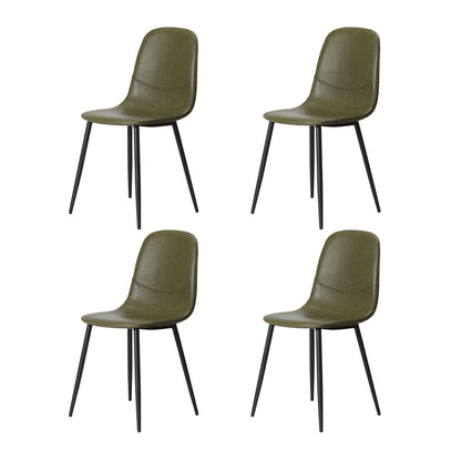 Oikiture 90cm Round Dining Table with 4x Dining Chairs PU Leather Green-Dining Set-PEROZ Accessories