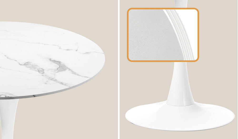 Oikiture 90cm Round Dining Table with 4x Dining Chairs PU Leather Green-Dining Set-PEROZ Accessories