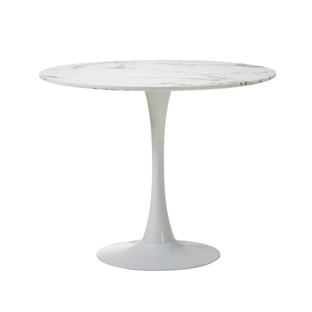 Oikiture 90cm Round Dining Table with 4x Dining Chairs PU Leather Green-Dining Set-PEROZ Accessories