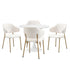 Oikiture 90cm Round Dining Table with 4x Dining Chairs Sherpa Gold & White-Dining Set-PEROZ Accessories
