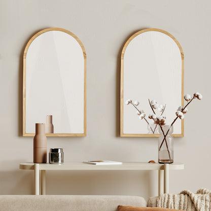 Oikiture Arched Wall Mirrors 86x50cm Wooden Set of 2-Wall Mirror-PEROZ Accessories