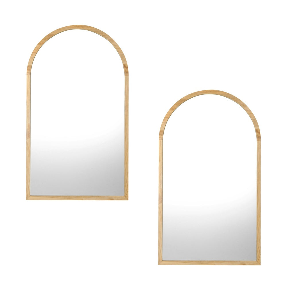 Oikiture Arched Wall Mirrors 86x50cm Wooden Set of 2-Wall Mirror-PEROZ Accessories