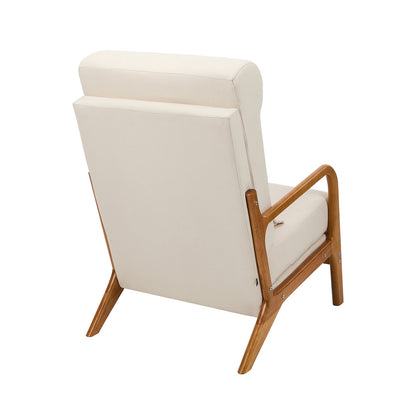Oikiture Armchair Linen Fabric Lounge Chair with Lumbar Pillow Beige-Armchair-PEROZ Accessories